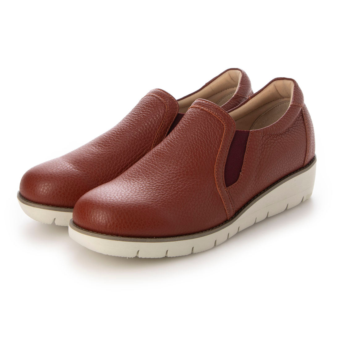 ビューフォート BeauFort BEAUWALK3Eラウンドトゥカジュアルスリッポン,レッド
