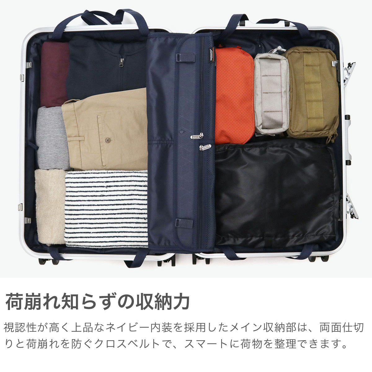 バーマス BERMAS 正規品1年保証 スーツケース Mサイズ キャリー キャリーケース ビジネス 旅行 TSAロック ストッパー付き 静音 メンズ レディース 6～7泊 HERITAGEⅡ フレーム64L 60533（ネイビー） ネイビー