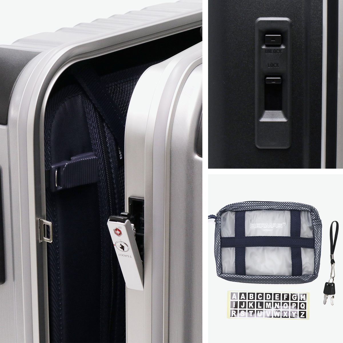バーマス BERMAS 正規品1年保証 スーツケース Mサイズ キャリー キャリーケース ビジネス 旅行 TSAロック ストッパー付き 静音 メンズ レディース 6～7泊 HERITAGEⅡ フレーム64L 60533（ネイビー） ネイビー