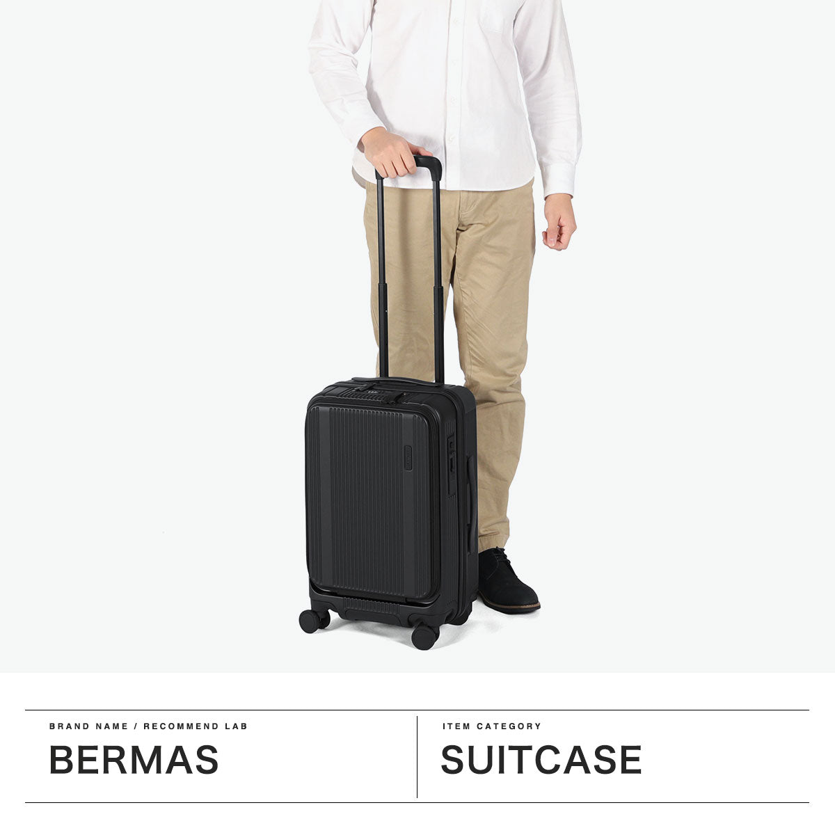 バーマス BERMAS 正規品1年保証 スーツケース 機内持ち込み フロントオープン 軽量 静音 TSロック ストッパー 3～4泊 37L 50cm TRAVEL SMART フロントオープンファスナー 60550 （マットブラック） マットブラック