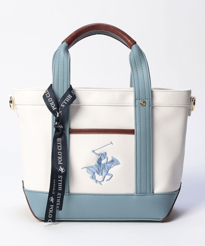 ビバリーヒルズポロクラブ BEVERLY HILLS POLO CLUB 【BEVERLY HILLS POLO CLUB】ビバリーヒルズポロクラブ PUトートバッグSS BH2006N （ホワイト/ブルー） ホワイト/ブルー