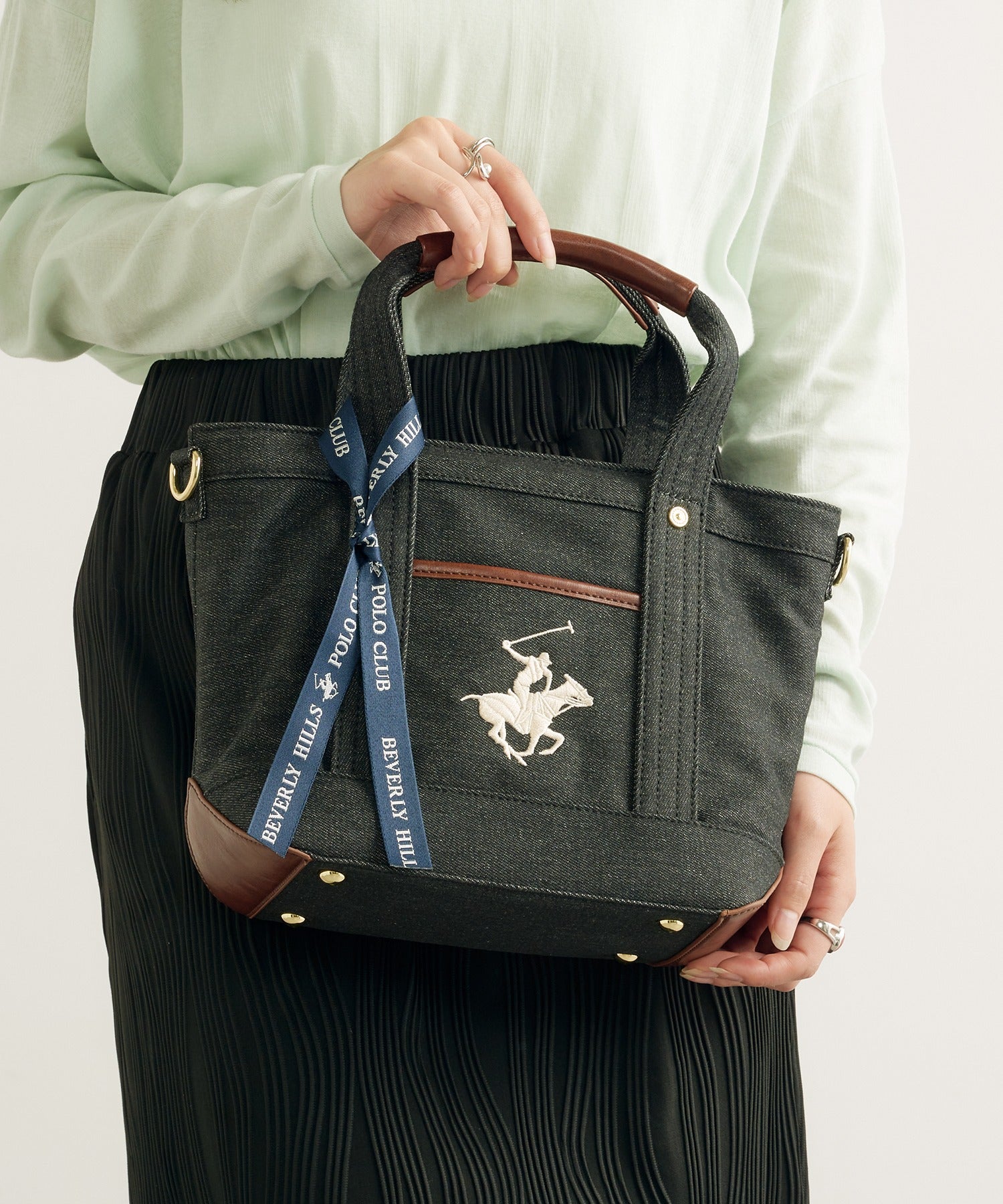 ビバリーヒルズポロクラブ BEVERLY HILLS POLO CLUB キャンバストートバッグXS（ショルダーストラップ付） （ブラック系その他2） ブラック系その他2