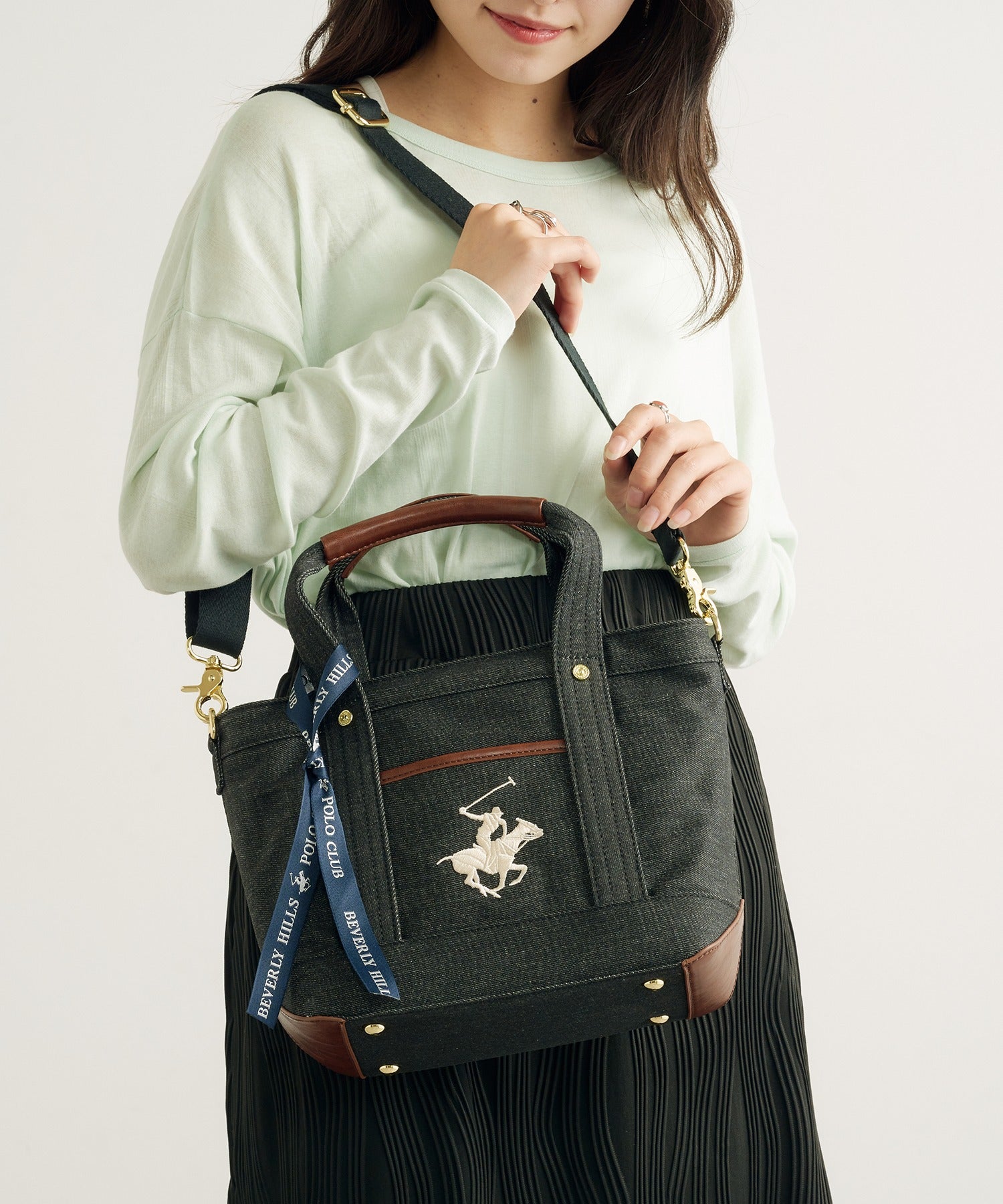 ビバリーヒルズポロクラブ BEVERLY HILLS POLO CLUB キャンバストートバッグXS（ショルダーストラップ付） （ブラック系その他2） ブラック系その他2