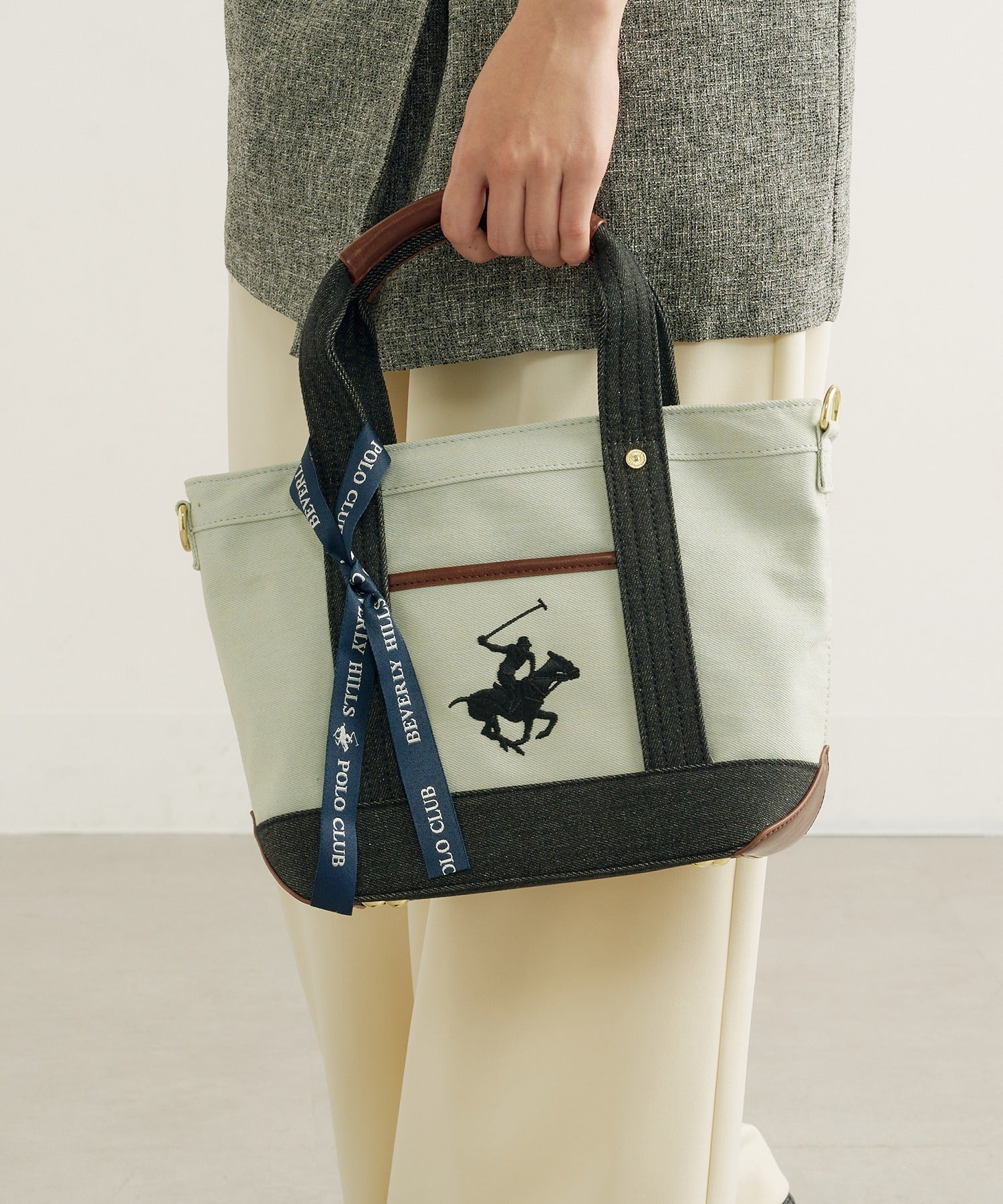 ビバリーヒルズポロクラブ BEVERLY HILLS POLO CLUB キャンバストートバッグXS（ショルダーストラップ付） （ブルー系その他2） ブルー系その他2
