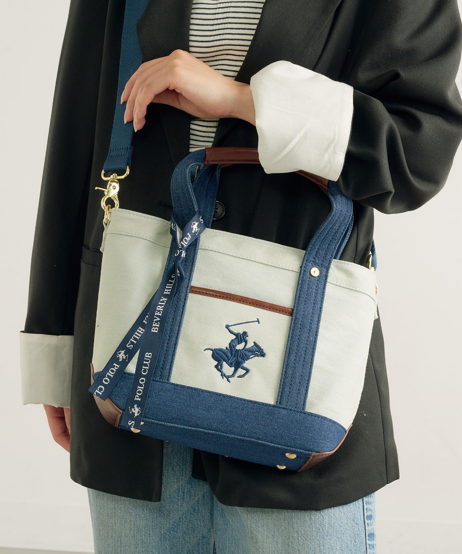 ビバリーヒルズポロクラブ BEVERLY HILLS POLO CLUB キャンバストートバッグXS（ショルダーストラップ付） （ブルー系その他3） ブルー系その他3