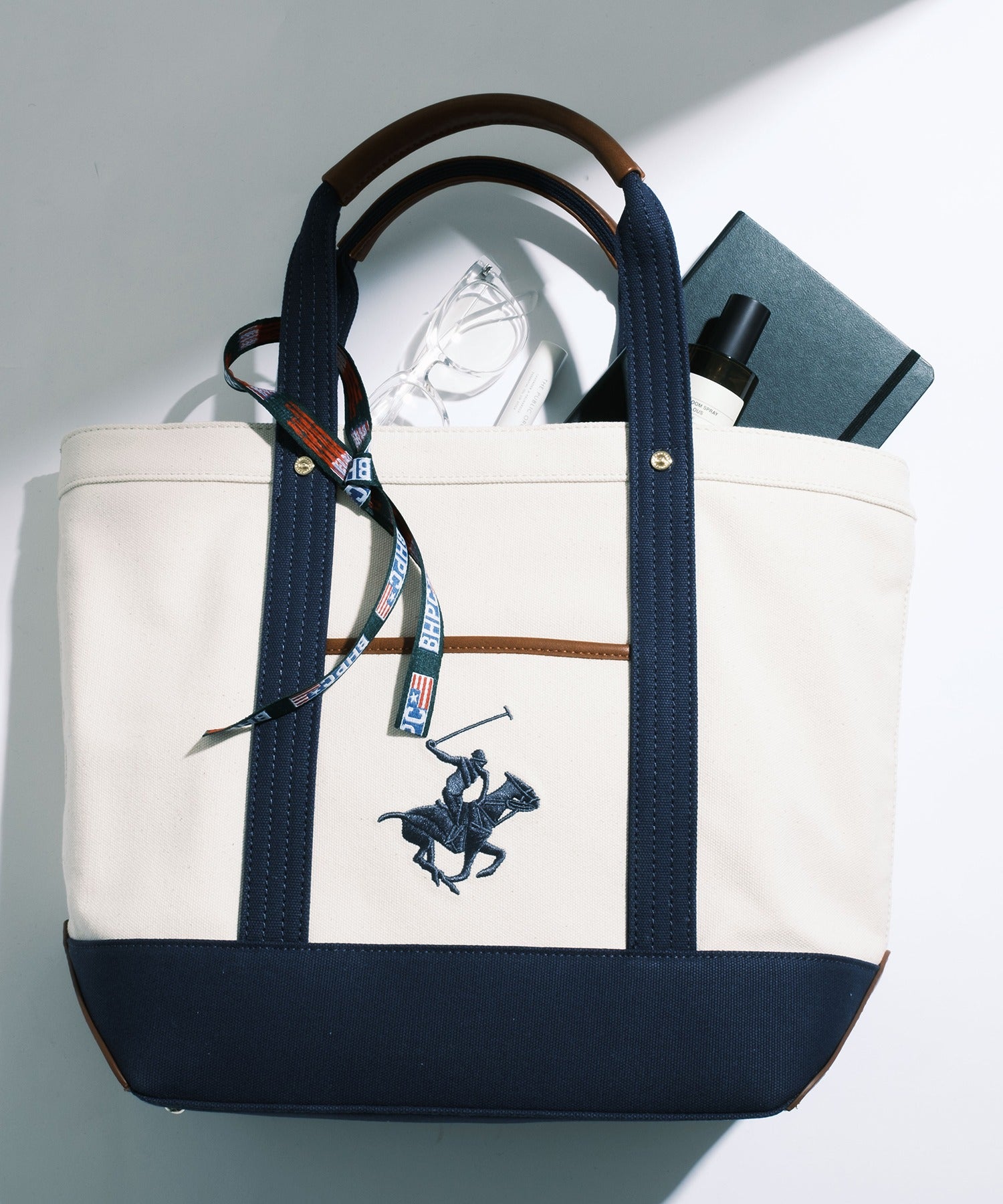 Beverly Hills Polo Club BEVERLY HILLS POLO CLUB 【BEVERLY HILLS POLO CLUB】 Bag Canvas Tote Tote Bag Tote Embroidery A4 Storage Available Commuting School One Point BH1008N