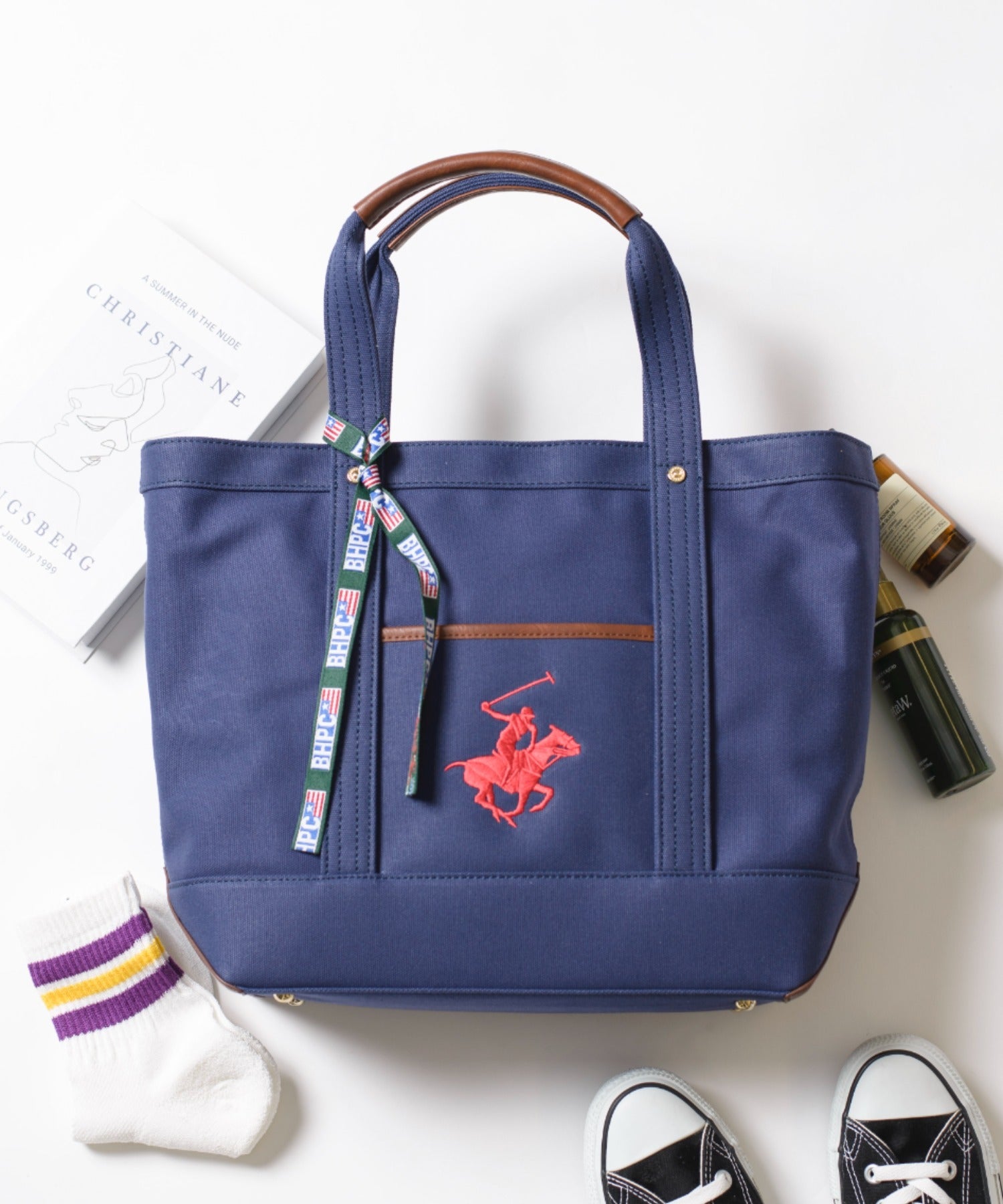 Beverly Hills Polo Club BEVERLY HILLS POLO CLUB 【BEVERLY HILLS POLO CLUB】 Bag Canvas Tote Tote Bag Tote Embroidery A4 Storage Available Commuting School One Point BH1008N