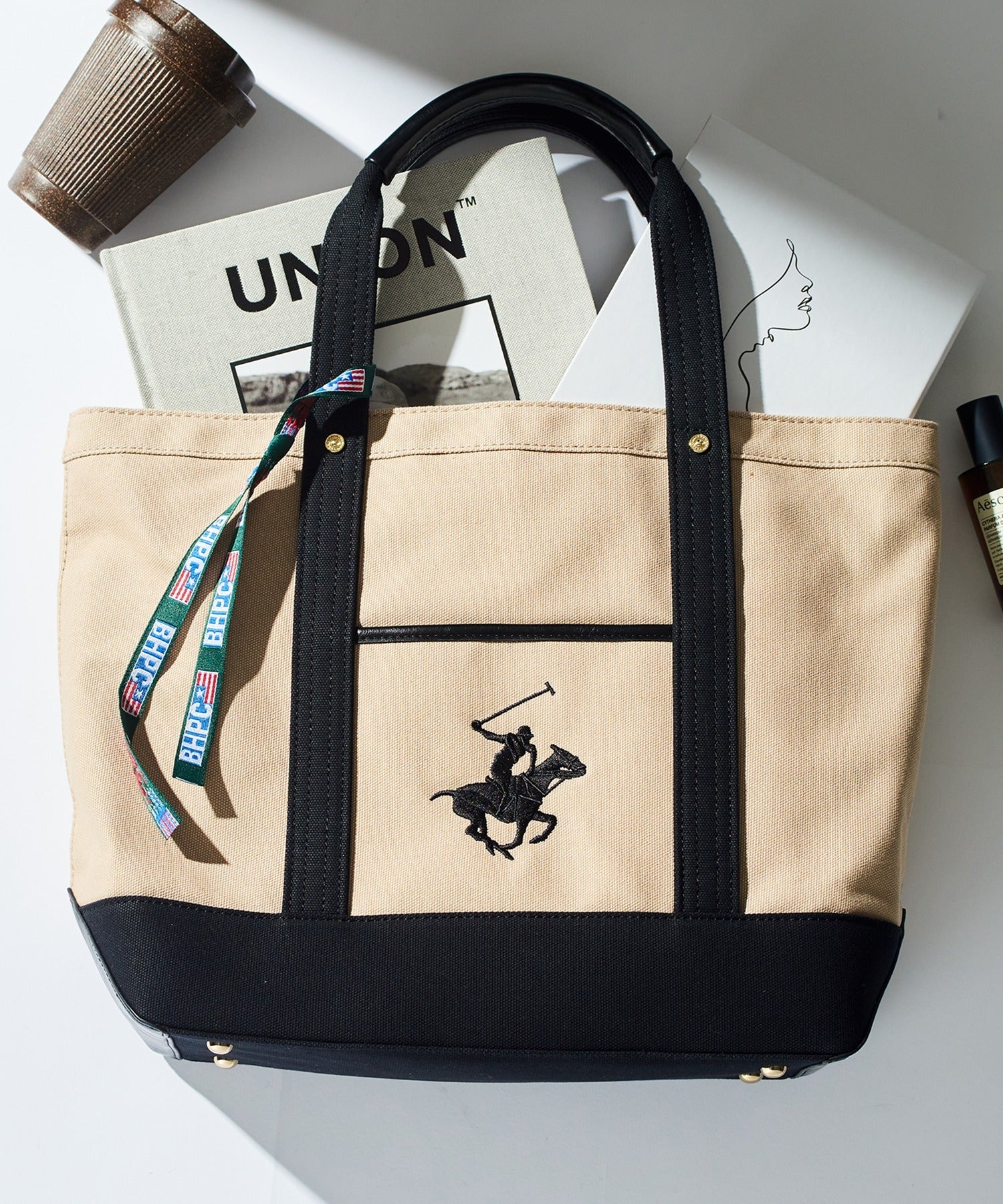 Beverly Hills Polo Club BEVERLY HILLS POLO CLUB 【BEVERLY HILLS POLO CLUB】 Bag Canvas Tote Tote Bag Tote Embroidery A4 Storage Available Commuting School One Point BH1008N