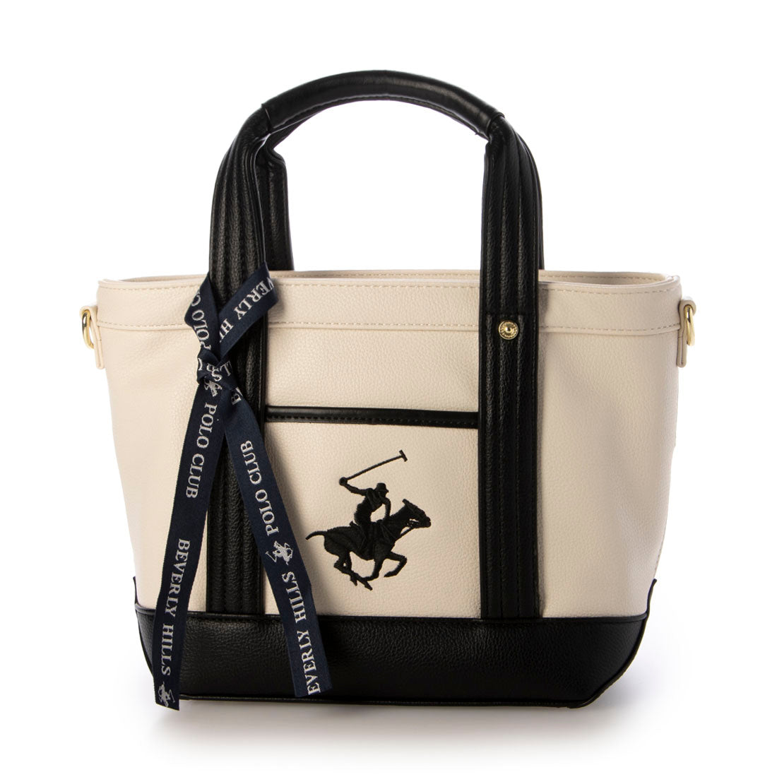 ビバリーヒルズポロクラブ BEVERLY HILLS POLO CLUB PUトートバッグSS（ショルダーストラップ付） （WH/BK/BK（ホワイト/ブラック/ブラック）） WH/BK/BK（ホワイト/ブラック/ブラック）