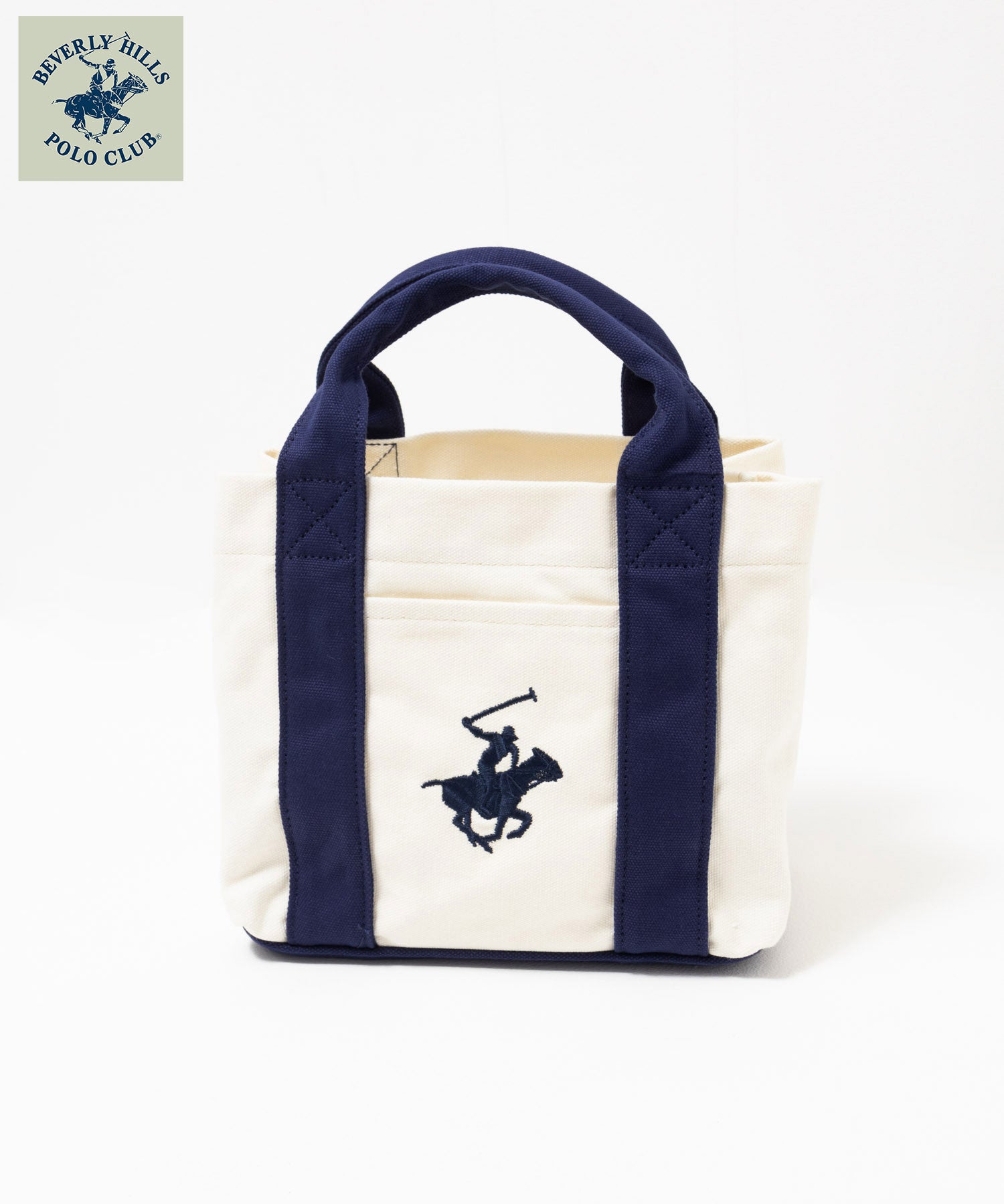ビバリーヒルズポロクラブ BEVERLY HILLS POLO CLUB ミニキャンバストートバッグ （オフホワイト×ネイビー） オフホワイト×ネイビー