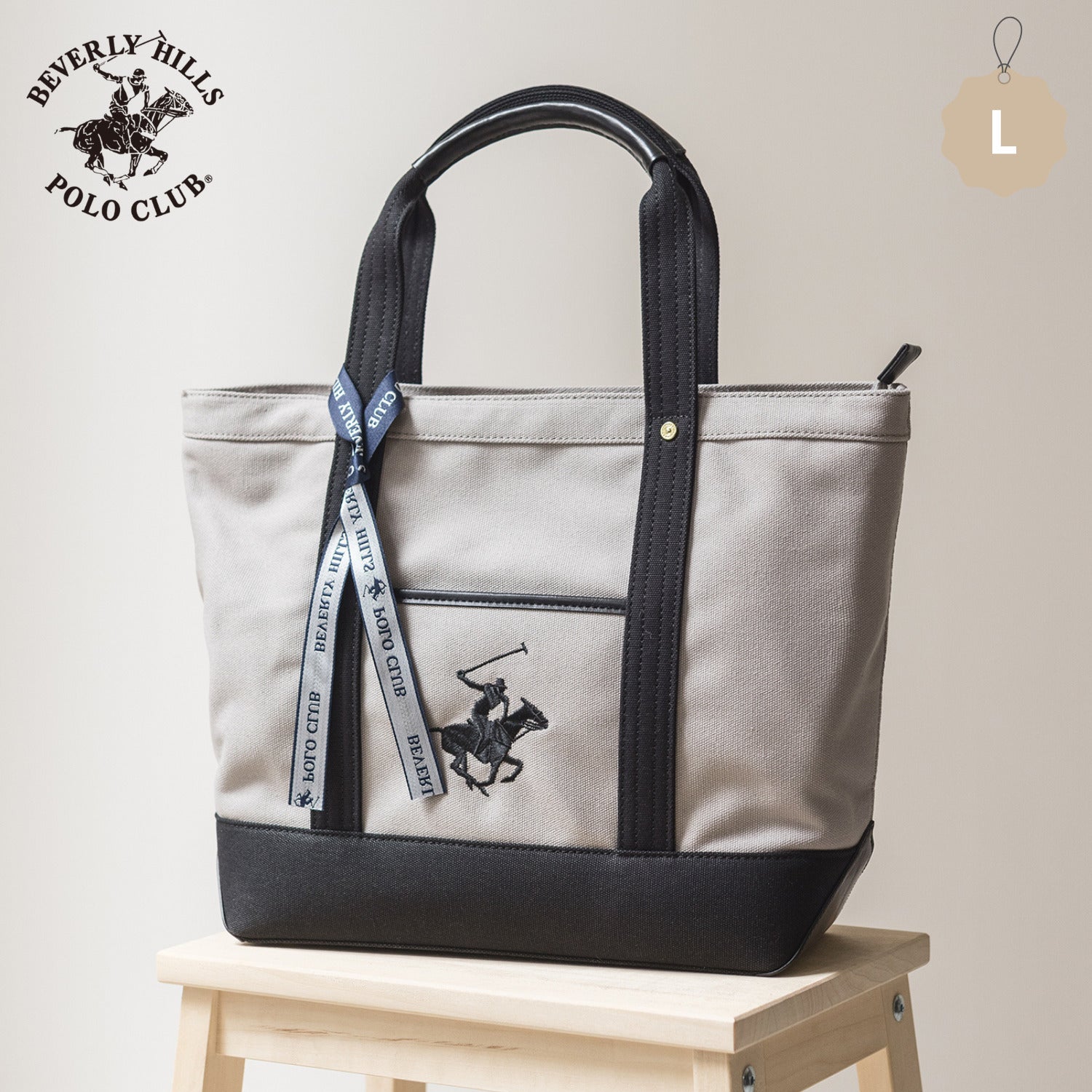 ビバリーヒルズポロクラブ BEVERLY HILLS POLO CLUB トートバッグ レディース 通勤 通学 A4収納 大きめ 帆布 お出かけ 大人可愛い 刺繍 キャンバストートバッグL 肩掛け対応 バッグ BHPC ブランドバッグPN24371103BB （グレー） グレー