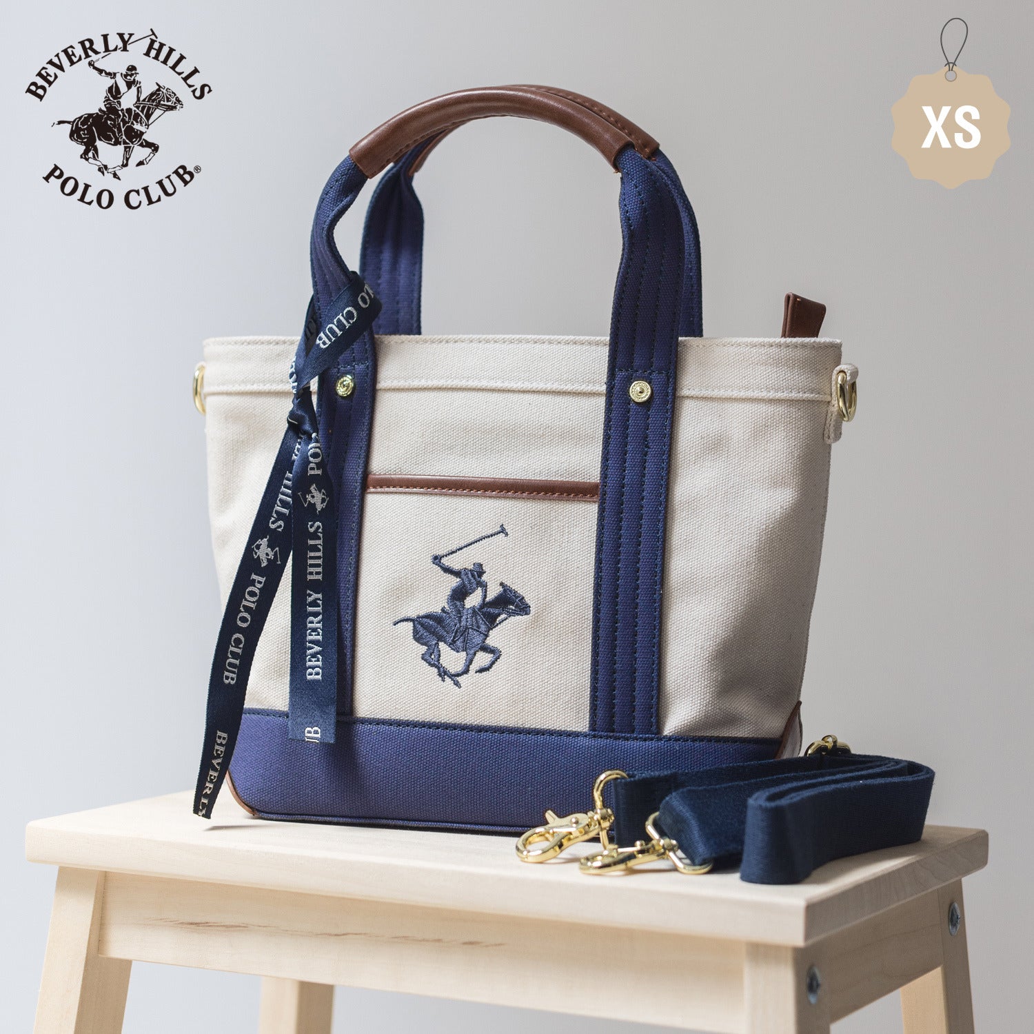 ビバリーヒルズポロクラブ BEVERLY HILLS POLO CLUB トートバッグ レディース 2WAY 帆布 ショルダー付き 小さめ 軽量 通勤 お出かけ 大人可愛い カジュアル キャンバストートバッグXS ブランドバッグPN17161702BB （アイボリー） アイボリー