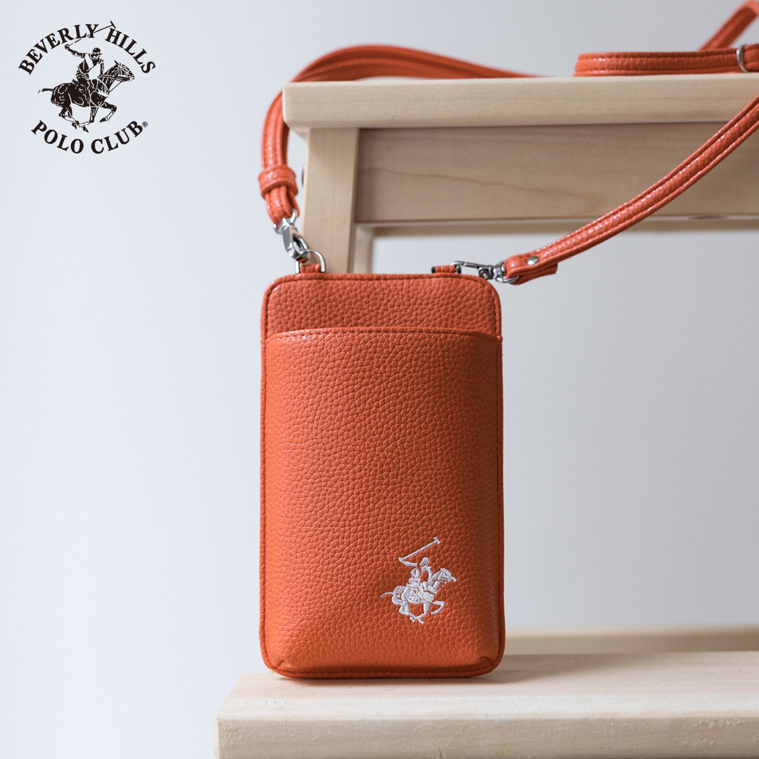 ビバリーヒルズポロクラブ BEVERLY HILLS POLO CLUB スマホポーチ ショルダー ミニバッグ 小さめ 軽量 カード収納 小銭入れ 刺繍ロゴ BHPC BEVERLY HILLS POLO CLUB PN27098006BB （クロムオレンジ） クロムオレンジ