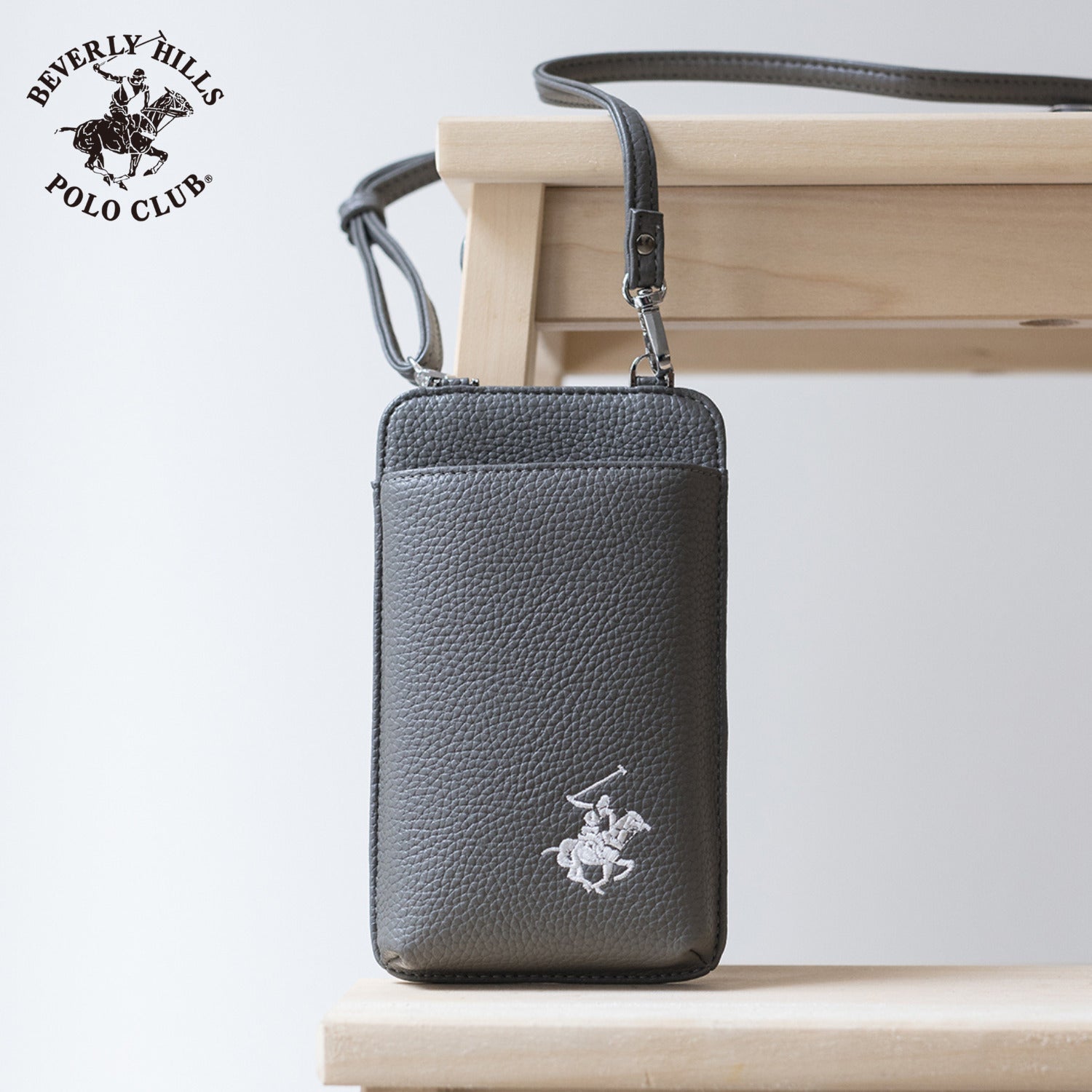 ビバリーヒルズポロクラブ BEVERLY HILLS POLO CLUB スマホポーチ ショルダー ミニバッグ 小さめ 軽量 カード収納 小銭入れ 刺繍ロゴ BHPC BEVERLY HILLS POLO CLUB スレートPN27097804BB （スレートグレー） スレートグレー