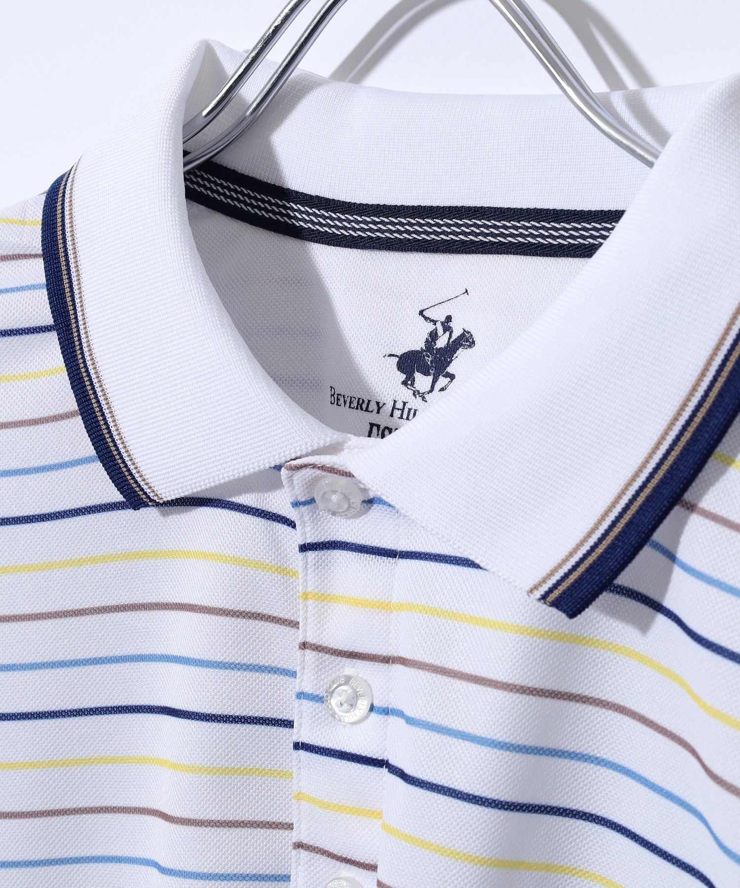 ビバリーヒルズポロクラブ BEVERLY HILLS POLO CLUB マルチボーダー リブ衿ポロシャツ メンズ ゴルフ 半袖 （レッド） レッド