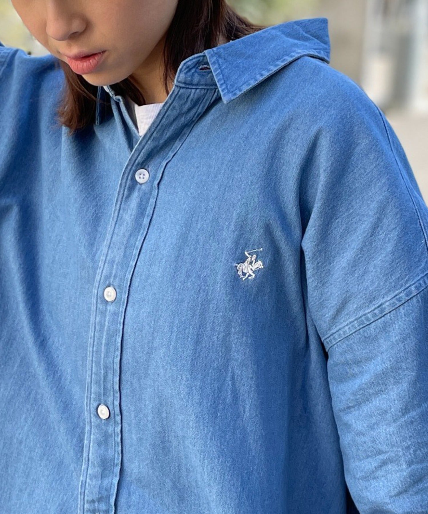 Beverly Hills Polo Club BEVERLY HILLS POLO CLUB 【BEVERLY HILLS POLO CLUB】 One Point Logo BIG Silhouette Long Sleeve Shirt 4187-0140