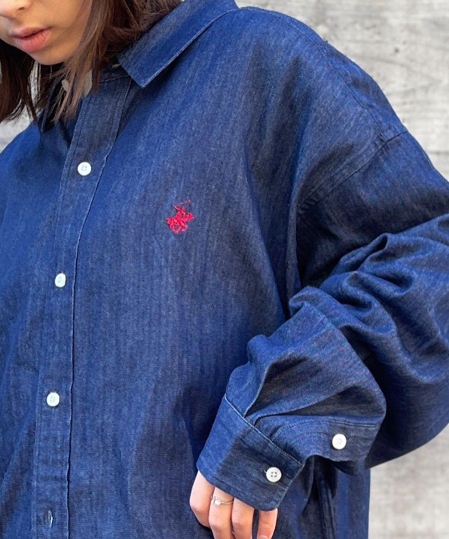 Beverly Hills Polo Club BEVERLY HILLS POLO CLUB 【BEVERLY HILLS POLO CLUB】 One Point Logo BIG Silhouette Long Sleeve Shirt 4187-0140