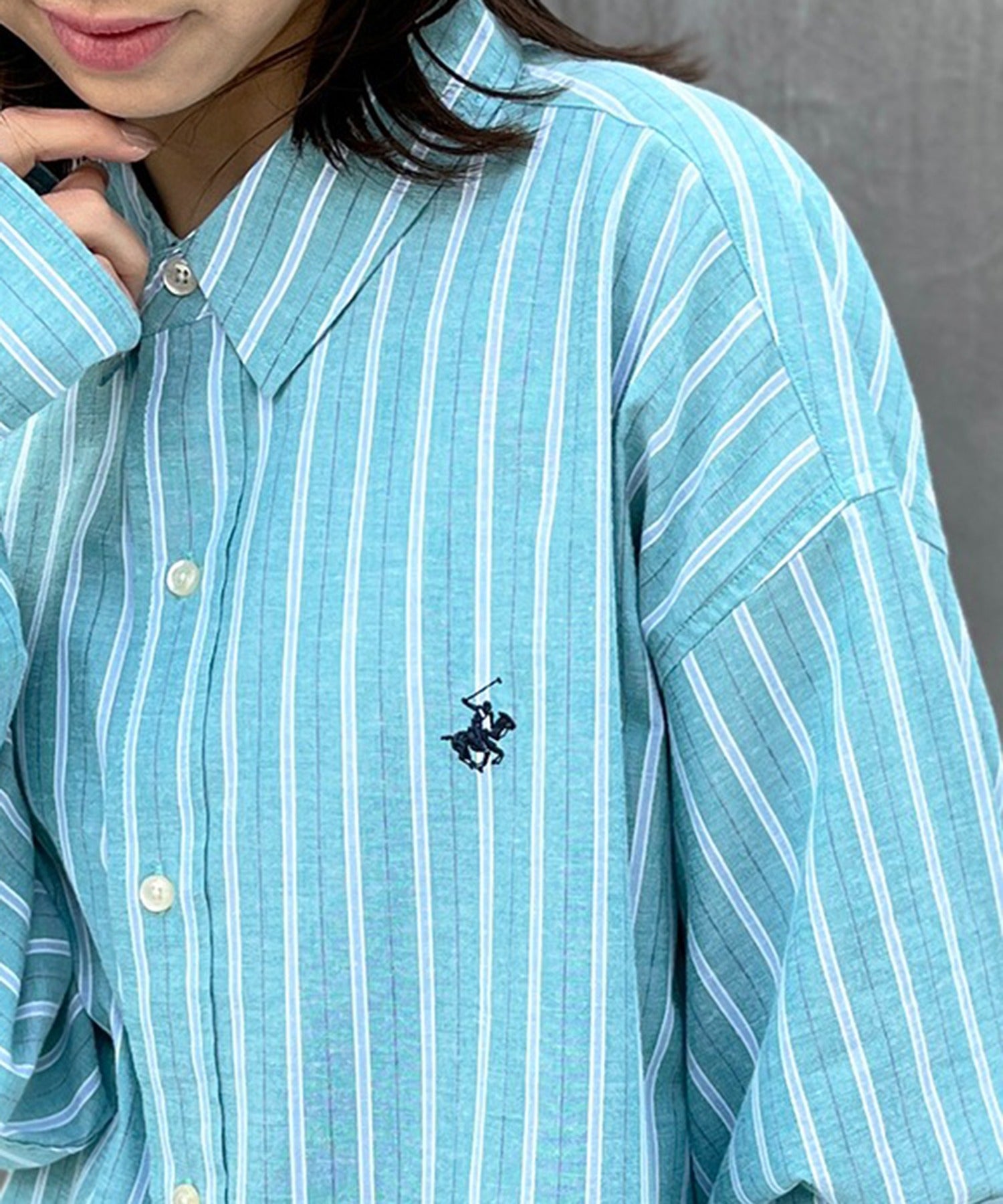 ビバリーヒルズポロクラブ BEVERLY HILLS POLO CLUB 【BEVERLY HILLS POLO CLUB】ワンポイントロゴBIGシルエット長袖シャツ 4187ー0140,グリーン