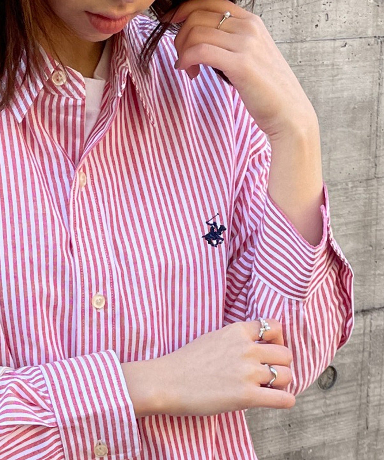 Beverly Hills Polo Club BEVERLY HILLS POLO CLUB 【BEVERLY HILLS POLO CLUB】 One Point Logo BIG Silhouette Long Sleeve Shirt 4187-0140