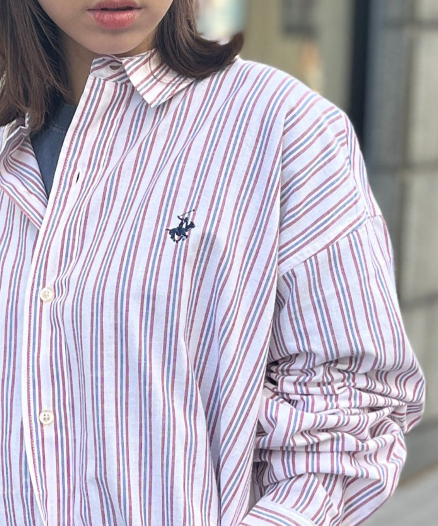 Beverly Hills Polo Club BEVERLY HILLS POLO CLUB 【BEVERLY HILLS POLO CLUB】 One Point Logo BIG Silhouette Long Sleeve Shirt 4187-0140