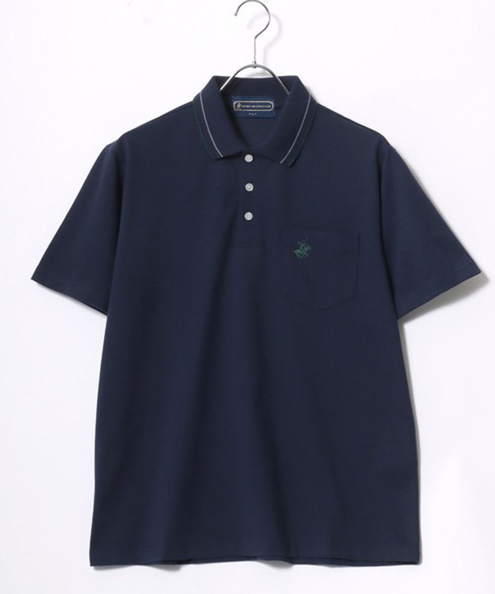 ビバリーヒルズポロクラブ BEVERLY HILLS POLO CLUB 襟リブライン ワンポイントロゴ刺繍 無地 ポロシャツ レディース メンズ （ネイビー） ネイビー