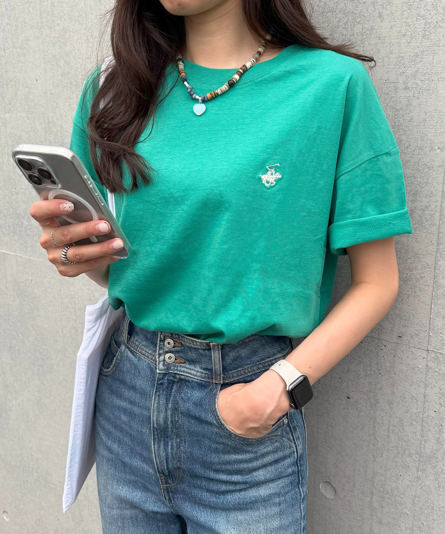 ビバリーヒルズポロクラブ BEVERLY HILLS POLO CLUB Classical pony logo tee クラシカルポニー刺繍Tシャツ （グリーン） グリーン