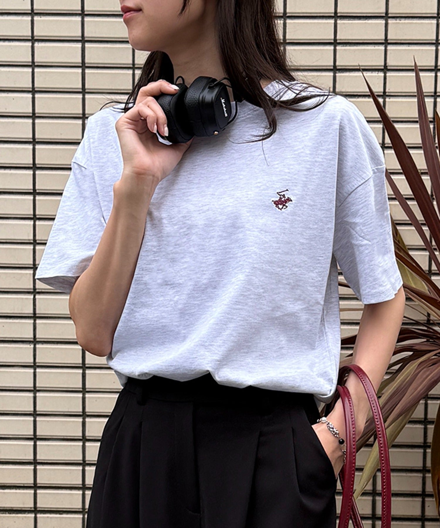 ビバリーヒルズポロクラブ BEVERLY HILLS POLO CLUB Classical pony logo tee クラシカルポニー刺繍Tシャツ （グレー） グレー
