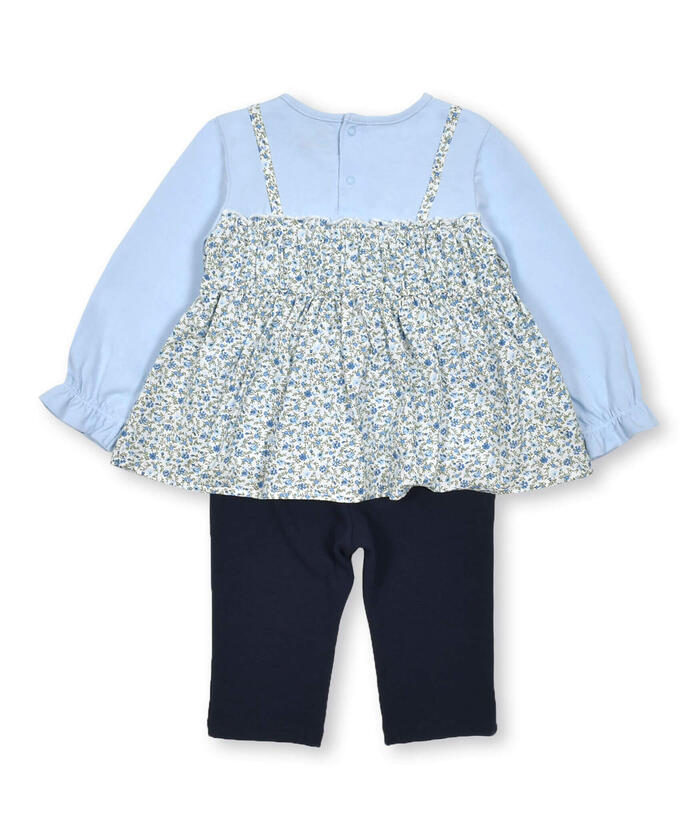 BeBe Long Sleeve T-Shirt + Pants Set with Floral Layered Design