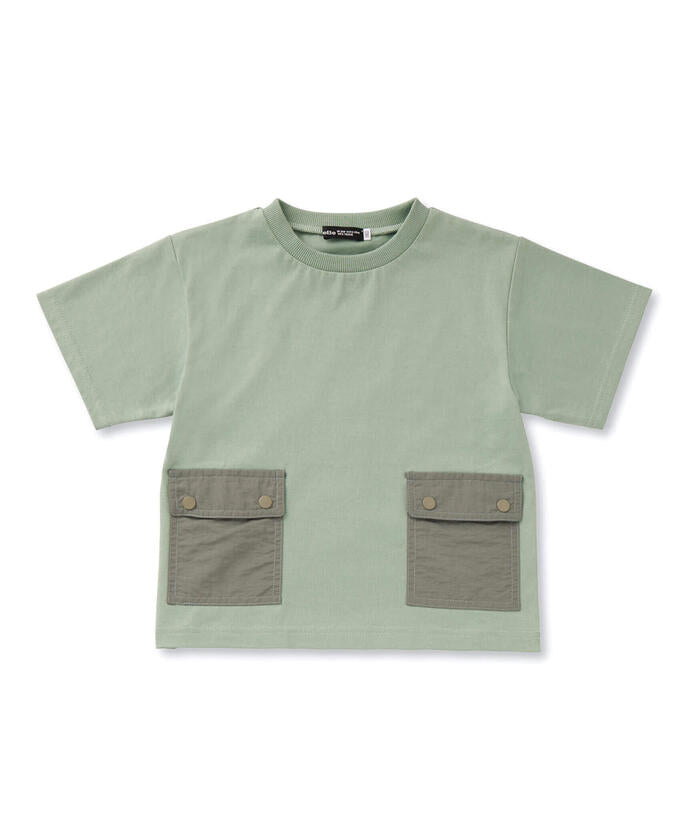 BeBe Side Pocket Short Sleeve T-Shirt + Striped Long Sleeve T-Shirt Set