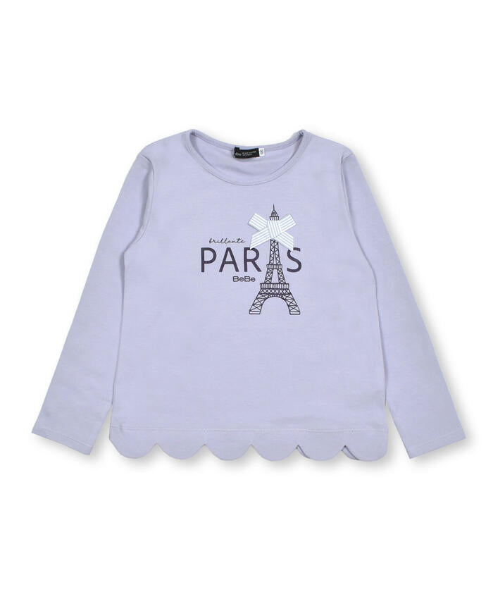 ベベ BeBe エッフェル塔プリントスカラップTシャツ