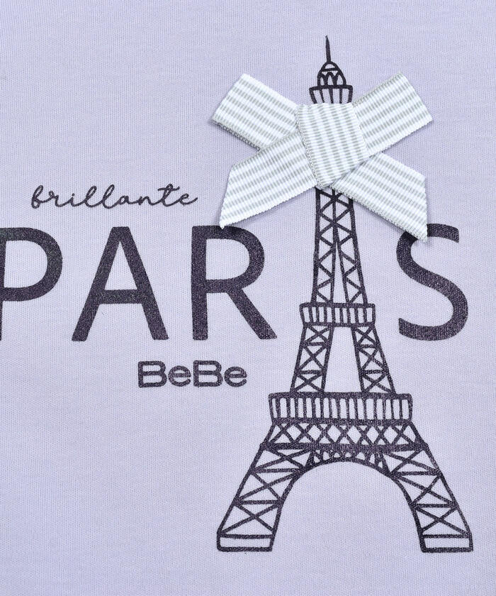 ベベ BeBe エッフェル塔プリントスカラップTシャツ