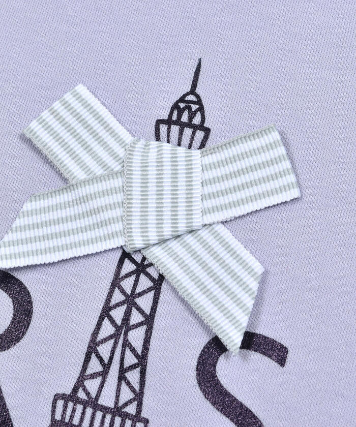 ベベ BeBe エッフェル塔プリントスカラップTシャツ