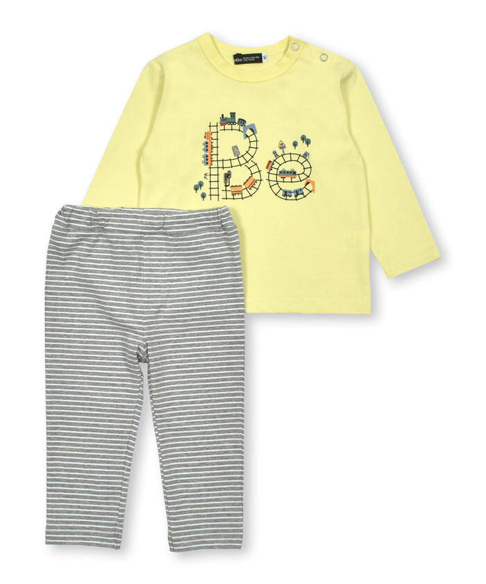 BeBe Logo Long Sleeve T-Shirt + Striped Pants Set