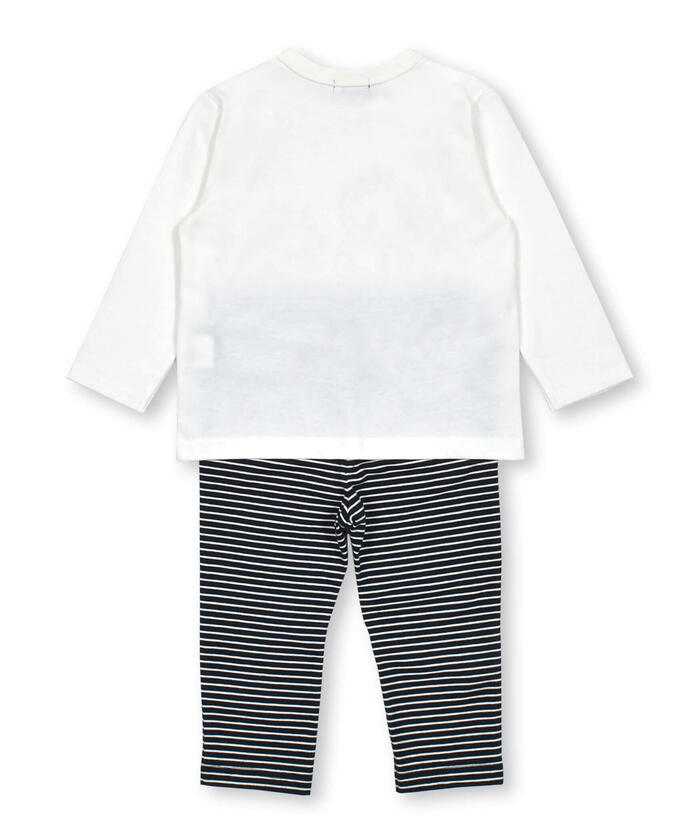 BeBe Logo Long Sleeve T-Shirt + Striped Pants Set