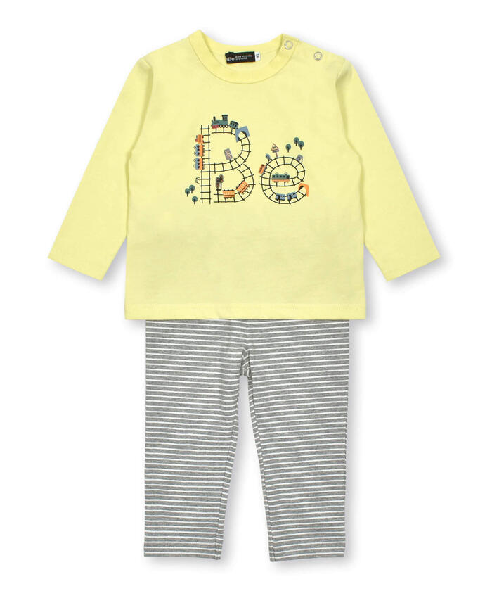 BeBe Logo Long Sleeve T-Shirt + Striped Pants Set