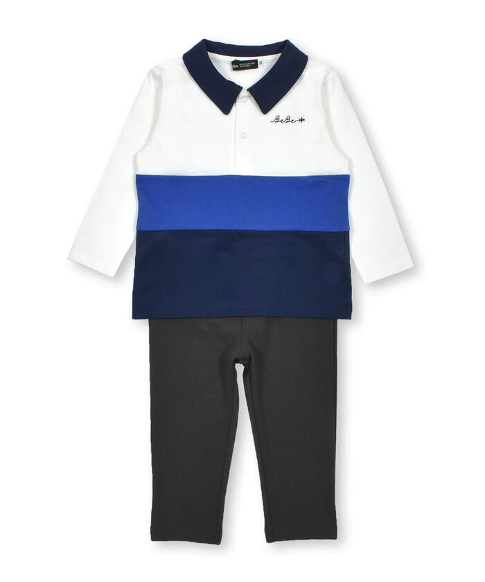 BeBe Colorful Jersey Rugby Long Sleeve Shirt + Pants Set