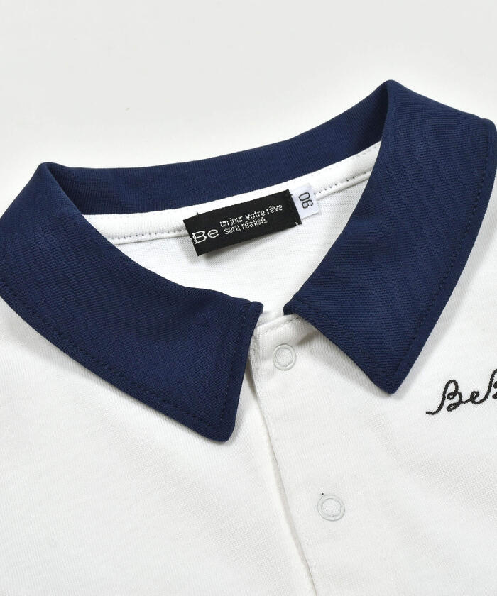 ベベ BeBe 配色天竺ラガー長袖シャツ+パンツセット(80~90cm) （ブルー系） ブルー系