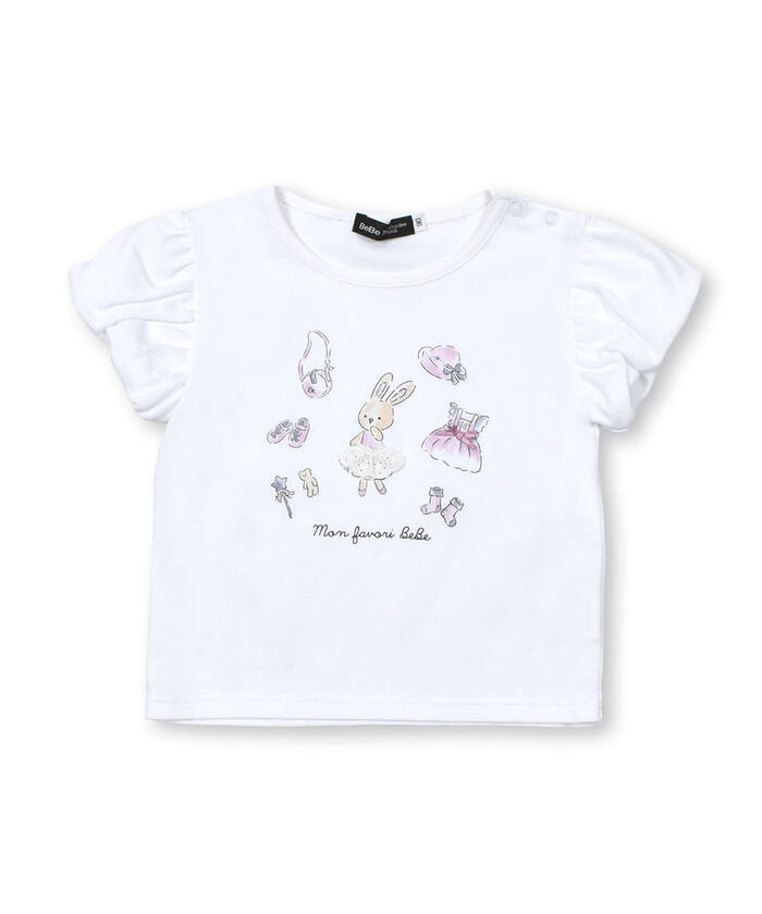 BeBe Bunny Print Balloon Sleeve T-Shirt