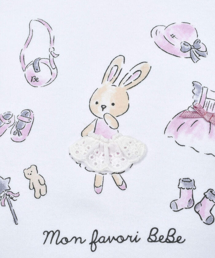 BeBe Bunny Print Balloon Sleeve T-Shirt