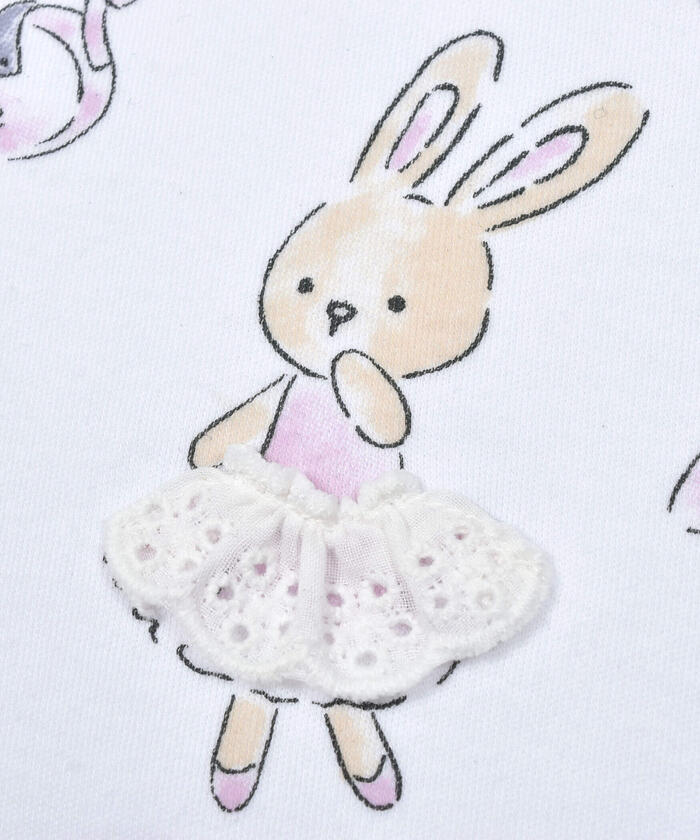 BeBe Bunny Print Balloon Sleeve T-Shirt