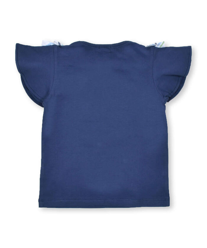 BeBe Matching Check Shoulder Ribbon Flare Sleeve T-Shirt