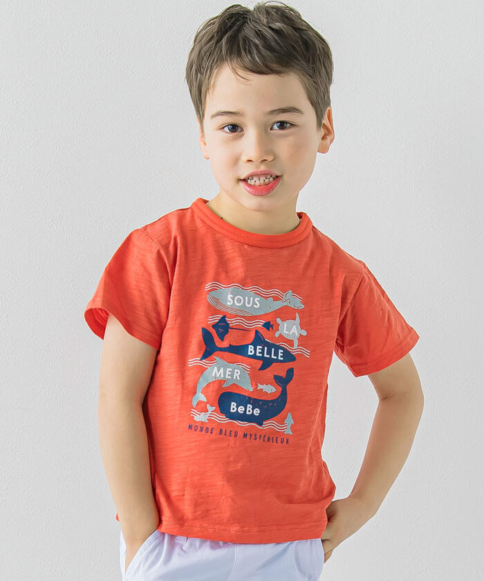 BeBe 【Glow-in-the-Dark Print】 Slub Jersey Sea Creatures Print T-Shirt