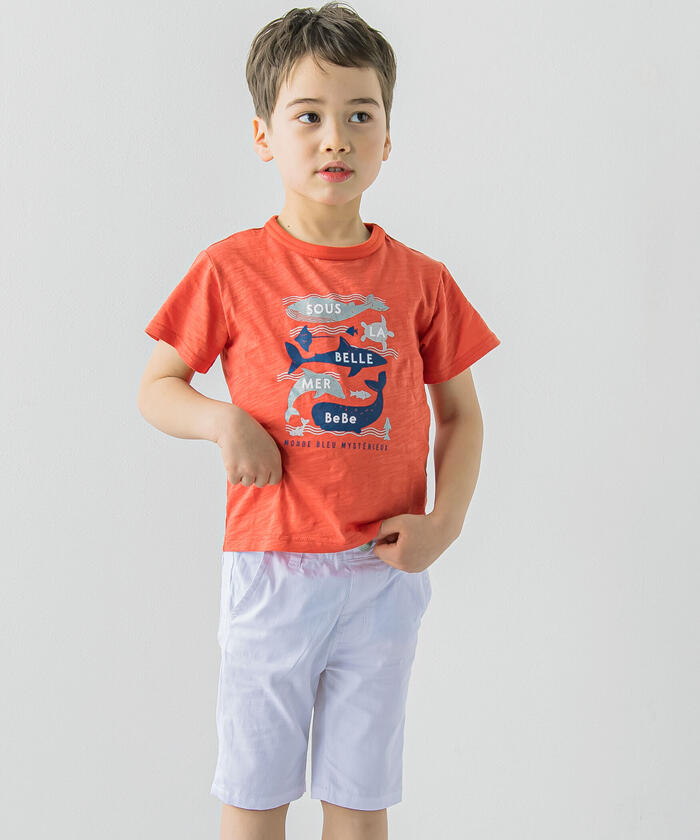 BeBe 【Glow-in-the-Dark Print】 Slub Jersey Sea Creatures Print T-Shirt