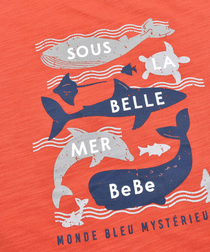 BeBe 【Glow-in-the-Dark Print】 Slub Jersey Sea Creatures Print T-Shirt