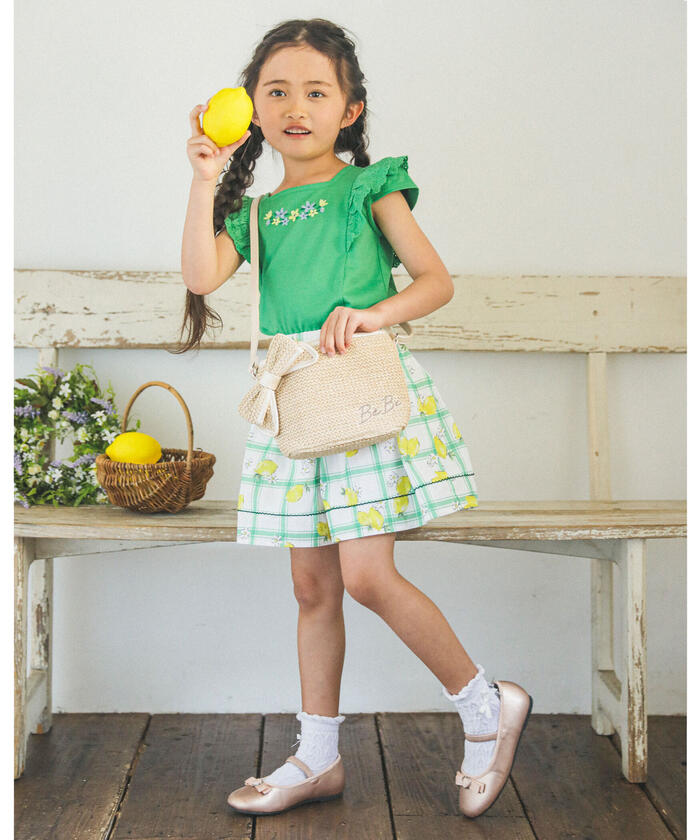BeBe Lace Frill Flower Embroidery T-Shirt