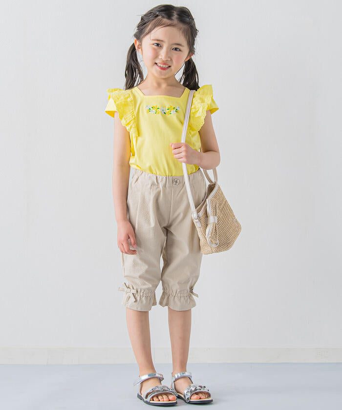 BeBe Lace Frill Flower Embroidery T-Shirt