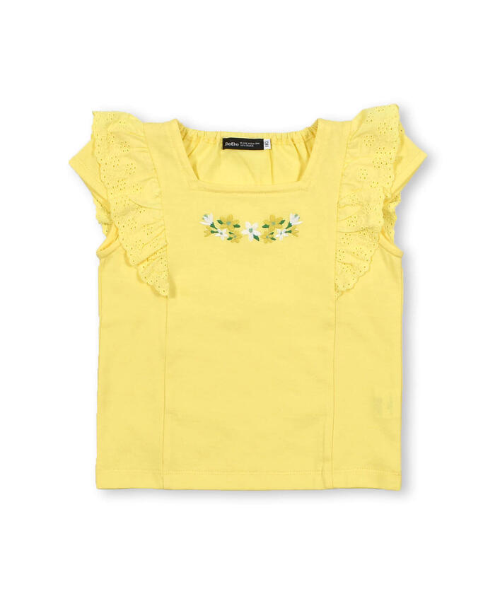 BeBe Lace Frill Flower Embroidery T-Shirt
