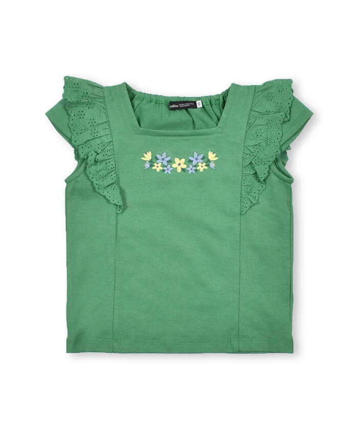 BeBe Lace Frill Flower Embroidery T-Shirt