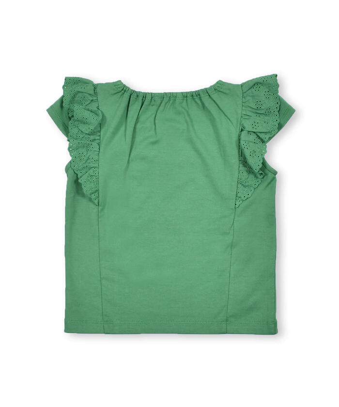 BeBe Lace Frill Flower Embroidery T-Shirt