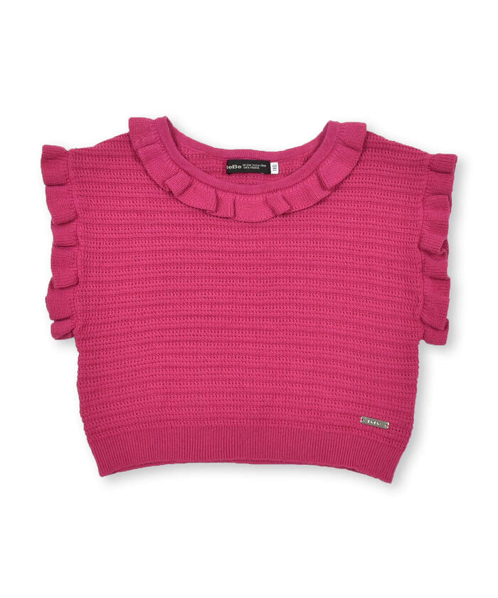 BeBe Cropped Frill Knit Pullover